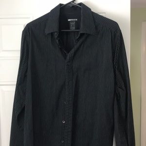 Men’s dress shirt, black w/pin stripes.
